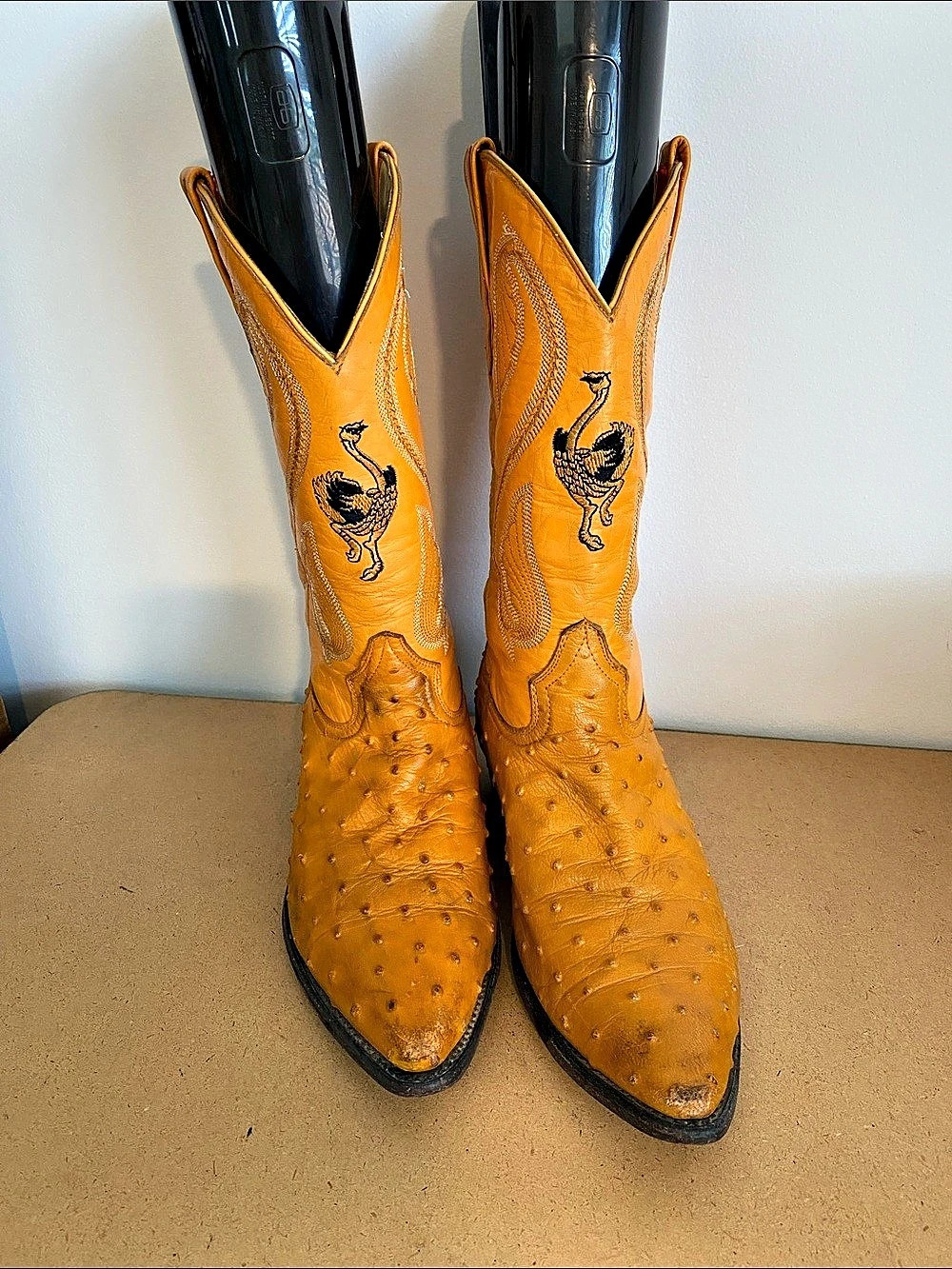 Vintage Donaldo Ostrich embroidered cowboy boots Western Embroidered Boots